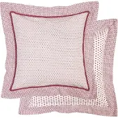 Clayre & Eef - Katoenen kussen hoes - 40 x 40 cm - Met stippen en stipjes in wit met rood - DOT22R