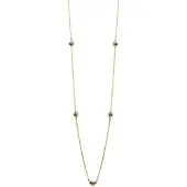 Casa Jewelry Collier Pom Grey - Goud Verguld - 90 cm - Grijs Parelmoer