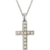 Traveller Kruis Ketting - Jeugd - Dames - Swarovski Kristallen - Zilverkleurig - Zilver - Lengte verstelbaar 35 - 41 cm - 545255