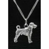 MOOYE ® - Collectie Zilveren Kromfohrlander draadhaar ketting hanger - groot