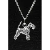 MOOYE ® - Collectie Zilveren Lakeland terrier met staart ketting hanger - groot