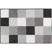 Casilin Badmat Antislip 65x115cm Blocks - Waterabsorberende Badkamermat - Wasbaar en Sneldrogend - Voor Douche en Bad - Hoogpolig - Acryl - Rechthoek - Grijs, Groen