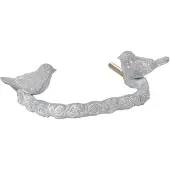 Clayre & Eef | HANDGREEP 13*3*8 CM | GRIJS | IJZER | RECHT | VOGELS |