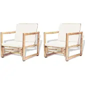 vidaXL Tuinstoelen 2 st met kussens bamboe