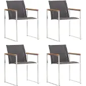 vidaXL Tuinstoelen 4 st textileen en roestvrij staal grijs