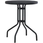 vidaXL Tuintafel 80 cm staal en glas zwart