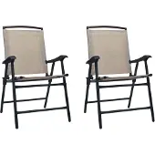 vidaXL Klapstoelen, 2 stuks, textielstof, taupekleurig