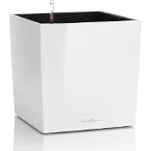 Lechuza CUBE Premium 30 - Plantenbak - met uitneembare binnenbak - met bewateringssysteem - ALL-IN-ONE set met LECHUZA-PON - wit hoogglans