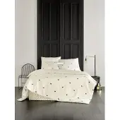 De Witte Lietaer Dekbedovertrek Butterflies Meteorit Off White Satijn-260 x 200 / 220 / 240 cm | Extra Breed