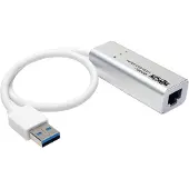 Tripp Lite USB 3.0 SuperSpeed naar Gigabit Ethernet NIC Netwerkadapter 10/100/1000 Plug and Play (USB 3.0, RJ45), Netwerkadapter, Zilver