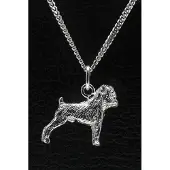MOOYE ® - Collectie Zilveren Brusselse smoushondje ketting hanger - groot