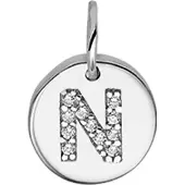 Trendjuwelier huiscollectie Bedel Letter N Zirkonia Zilver