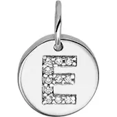 Trendjuwelier huiscollectie Bedel Letter E Zirkonia Zilver