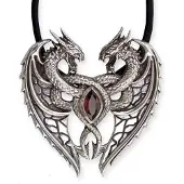 EtNox Draken hart zilveren hanger, draak zilveren ketting