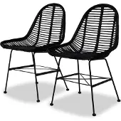 vidaXL Eetkamerstoelen natuurlijk rattan zwart 2 st online kopen