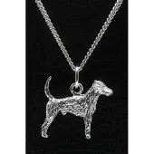 MOOYE ® - Collectie Zilveren Duitse jachtterrier met staart ketting hanger - groot