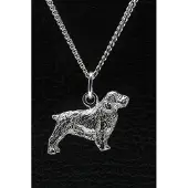 MOOYE ® - Collectie Zilveren Clumber spaniel ketting hanger - groot
