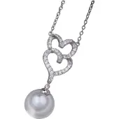 Orphelia Hanger + Ketting Dubbel Hart Parel Zirconium ZH-4506