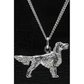 MOOYE ® - Collectie Zilveren Engelse setter ketting hanger -groot