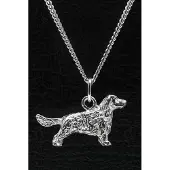 MOOYE ® - Collectie Zilveren Field spaniel met staart ketting hanger - groot