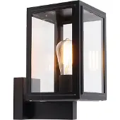 QAZQA Landelijke wandlamp zwart IP44 - Sutton Up
