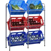 vidaXL Opbergrek voor 6 kratten 96x33x116 cm steel zilverkleurig