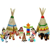 Goki Houten buigpopjes set indianen 9-11cm