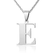 Montebello Montebello, grote edelstalen letter met ketting, E