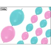 Themaparty 144x Knoop ballonnen licht roze/licht blauw