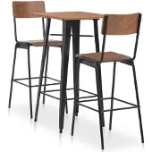 vidaXL 3-delige Barset staal bruin zwart