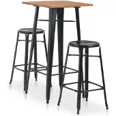 vidaXL 3-delige Barset staal zwart