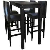 Super Merchant Bartafel met 4 barkrukken zwart