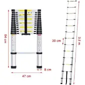 VDT telescopische ladder 3,8m Telescoopladder, uitschuifbaar, Aluminium
