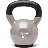 Tiguar Vinyl kettlebell – krachtig, kleurgecodeerd en beschermend voor de vloer, gewicht: 10 kg