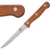 Olympia Steakmes RVS Bruin Hout Gekarteld 21,5cm | 12 stuks