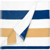 The One Towelling Strandlaken Streep Navy/Gold
