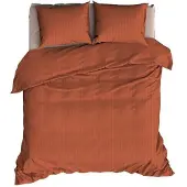 Satin d'or Dekbedovertrek Streep Terracotta Satijn-260 / 270 x 200 / 220 cm | Extra Breed