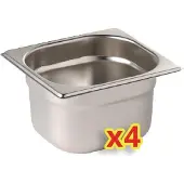 Vogue Gastronormbak met deksel Vogue, GN 1/6, geschikt voor houder CC051, 4 stuks