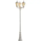 Konstsmide Mastlamp Firenze, 3-lamps, wit FIRENZE, dimbaar, wit / opaal, Glas, Landelijk