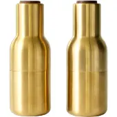 Menu Bottle Grinder kruidenmolen metaal 2-pack Brushed brass (deksel van walnoothout)