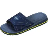 Beco badslippers met klittenband unisex blauw/geel