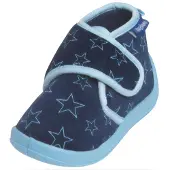 Playshoes pantoffels met sterrendessin Velcro donkerblauw/lichtblauw Jongens Polyester - maat 26/27