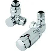 Eastbrook Valve radiator aansluitset haaks gedraaid met thermostaat 15mm chroom