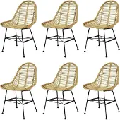 vidaXL Eetkamerstoelen rattan natuurlijk 6 st