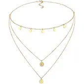 Elli - Elli Halsketting Dames Choker Layer Cirkel Rond Coin Vintage Trend in verguld 925 Sterling Zilver Kettingen