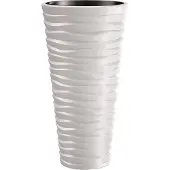 Prosperplast Bloempot Buiten Hoog Rond Sand Slim 40cm WIT Prosperplast