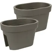 Prosperplast Bloembak Balkonbak Lofly Railing 27x40x25cm STEENGRIJS / 2 STUKS ! /