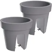 Prosperplast Bloembak Balkonbak Lofly Railing 25x25x23cm STEENGRIJS Prosperplast / 2 STUKS ! /