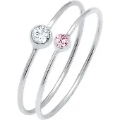 Elli Ring 'Solitär' rosa / zilver / wit