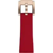 Marc Coblen Siliconen Rubber Horlogebandje 22mm geschikt voor Samsung Galaxy Watch / Gear S3 / Garmin Vivoactive / Huawei Watch GT - Rood met Rosegouden Gesp
